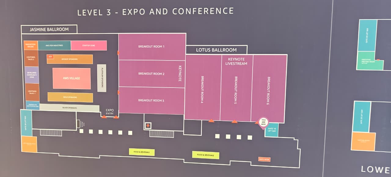 Level 3 venue map showing Jasmine and Lotus Ballrooms with breakout rooms
